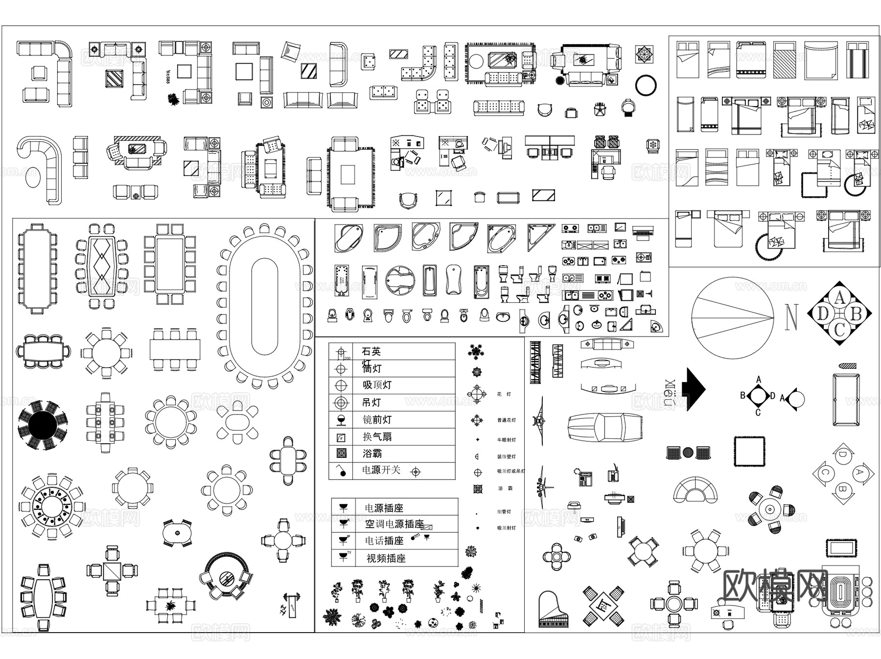 室内装饰家具CAD图块图库施工图集cad施工图