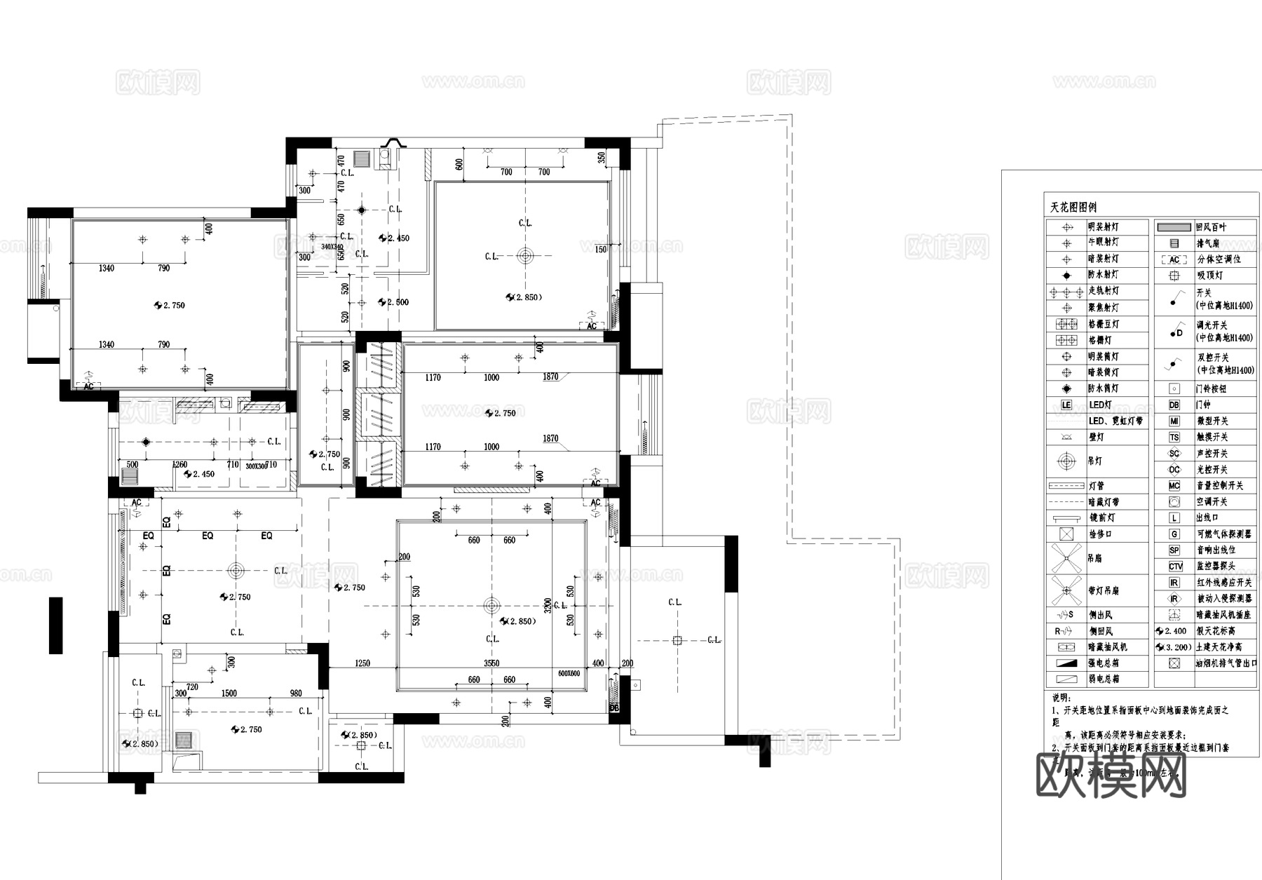 武汉沿海赛洛城住宅室内家装CAD施工图集cad施工图