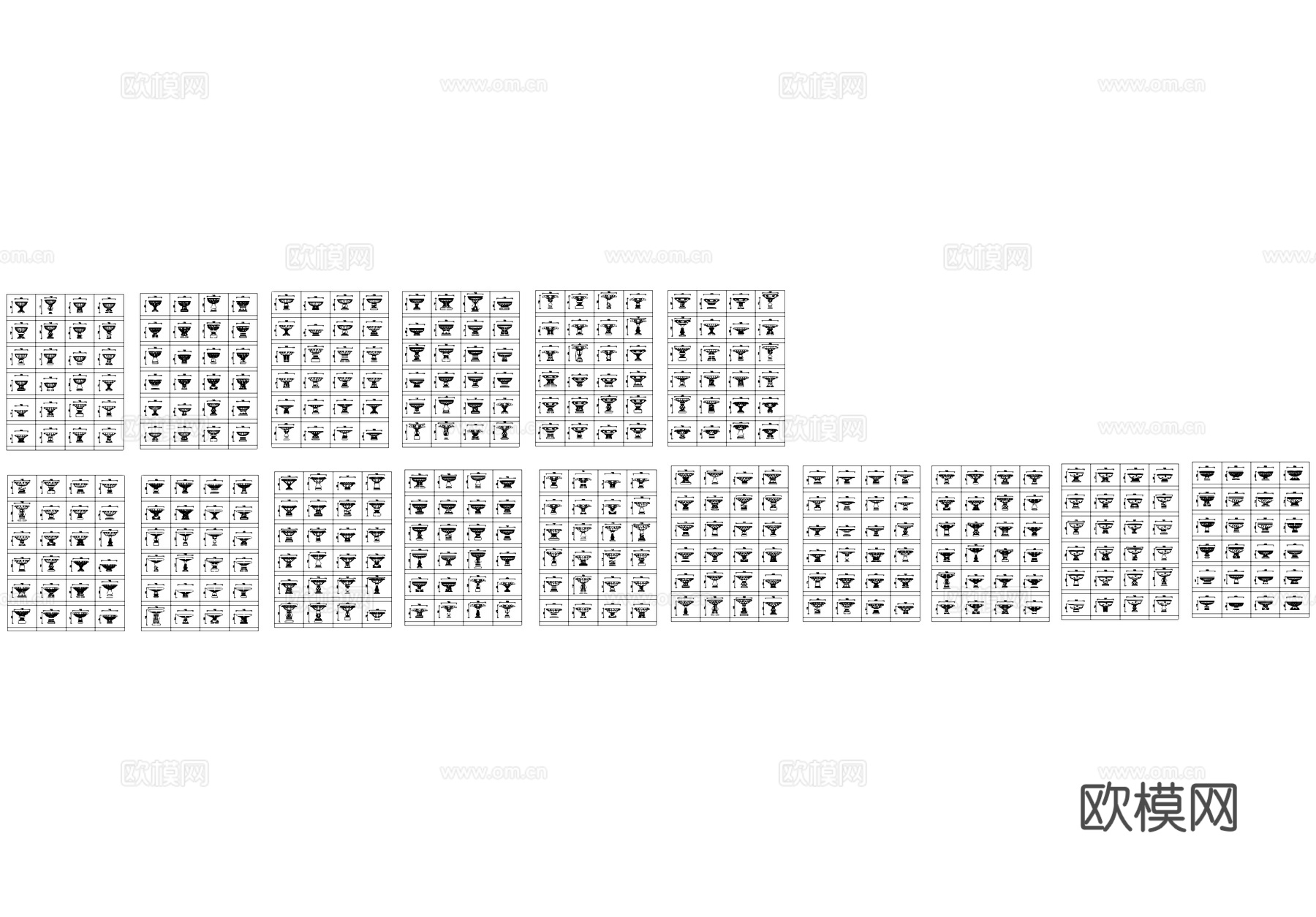 室外花盆花钵景观小品CAD图块图库cad施工图