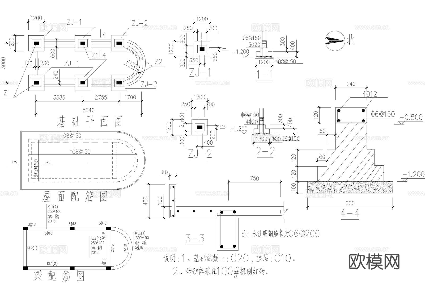 门卫室建筑 入口大门 门房传达室保安室 值班室警卫室cad施工图