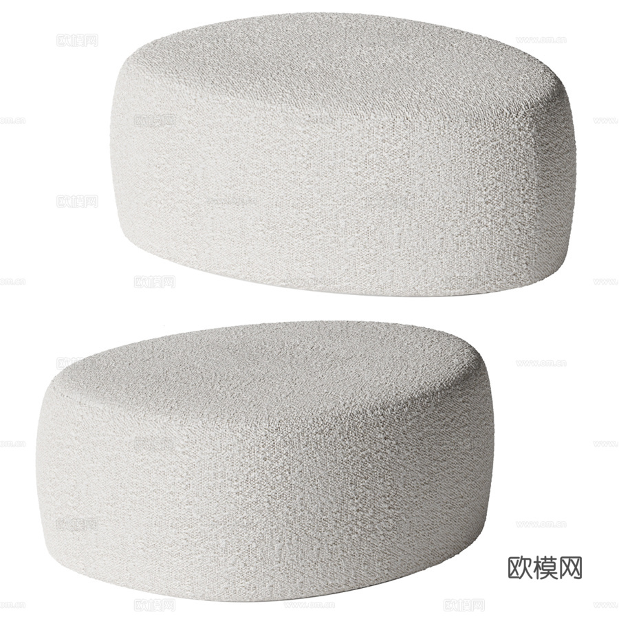 Pouf Bily Boucle Beige by Thin3d模型下载（渲染图2）
