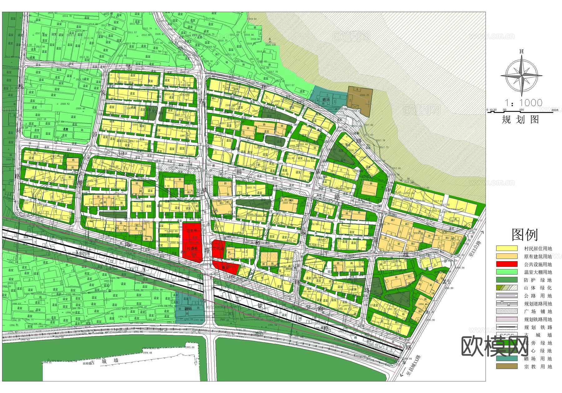 乡村规划平面图 道路交通规划图 现状图 村建设规划cad施工图