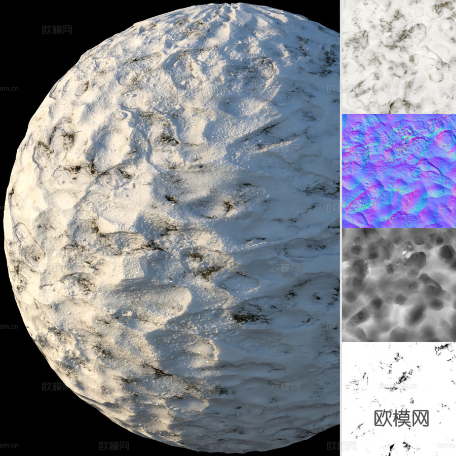 雪下草丛（材质）3d模型下载（渲染图4）