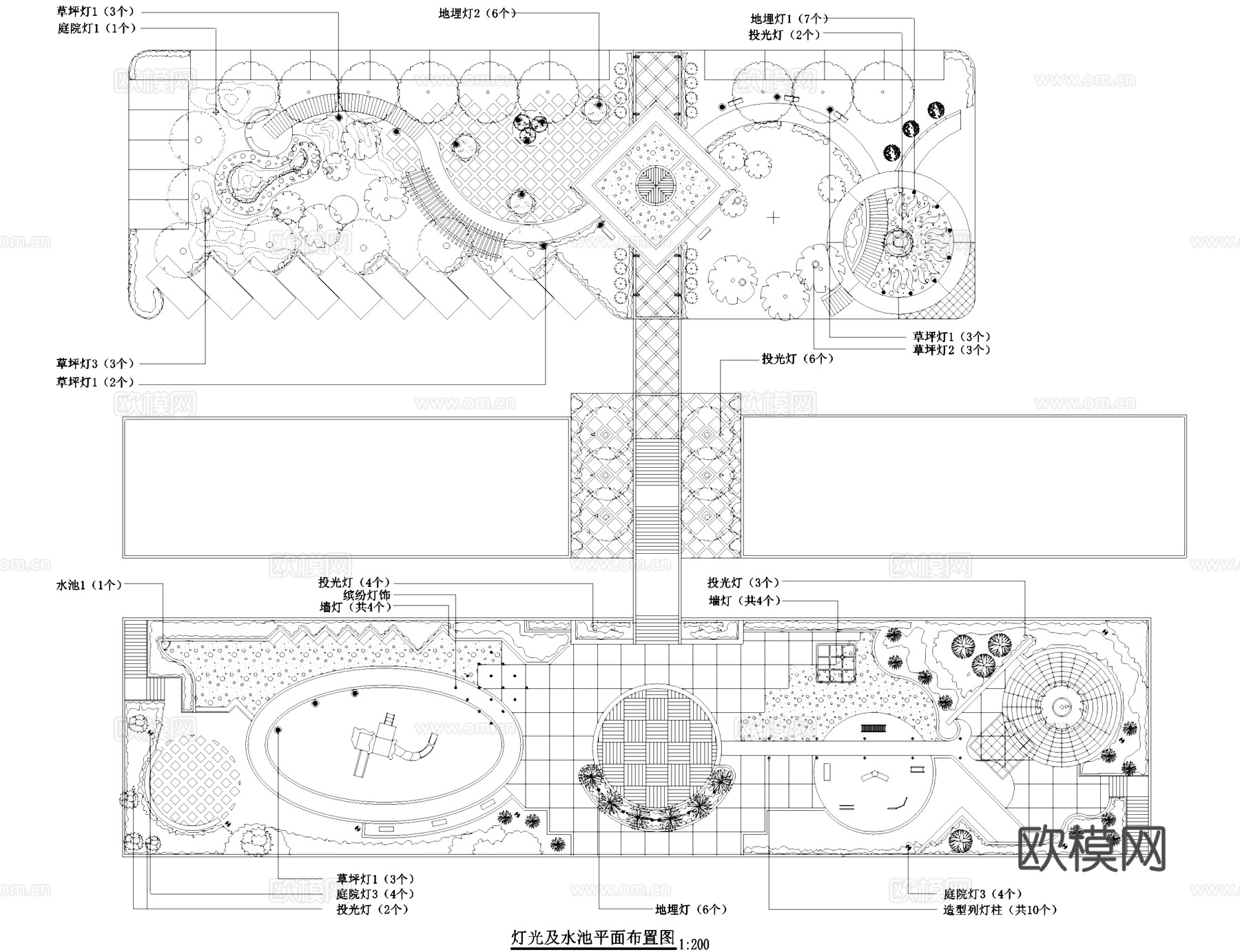 庭院景观及屋顶花园平面CAD施工图集cad施工图