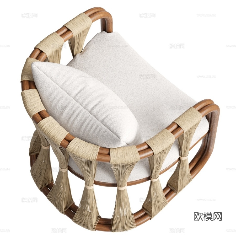 带绳索扶手椅灯 Palecek3d模型下载（渲染图6）