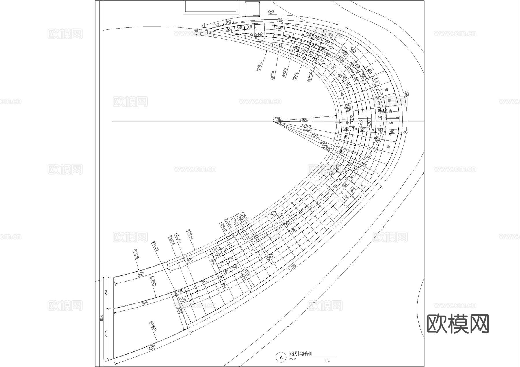 水幕悬挑雨帘水景  喷泉 叠水跌水水池cad施工图