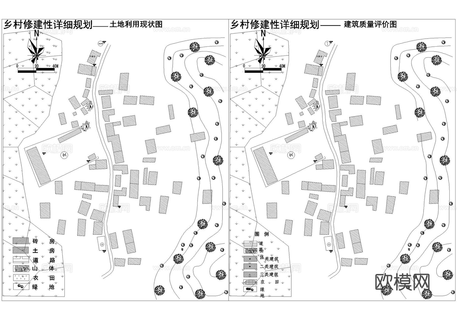 乡村修建性详细规划平面图 乡村振兴改造cad施工图cad施工图