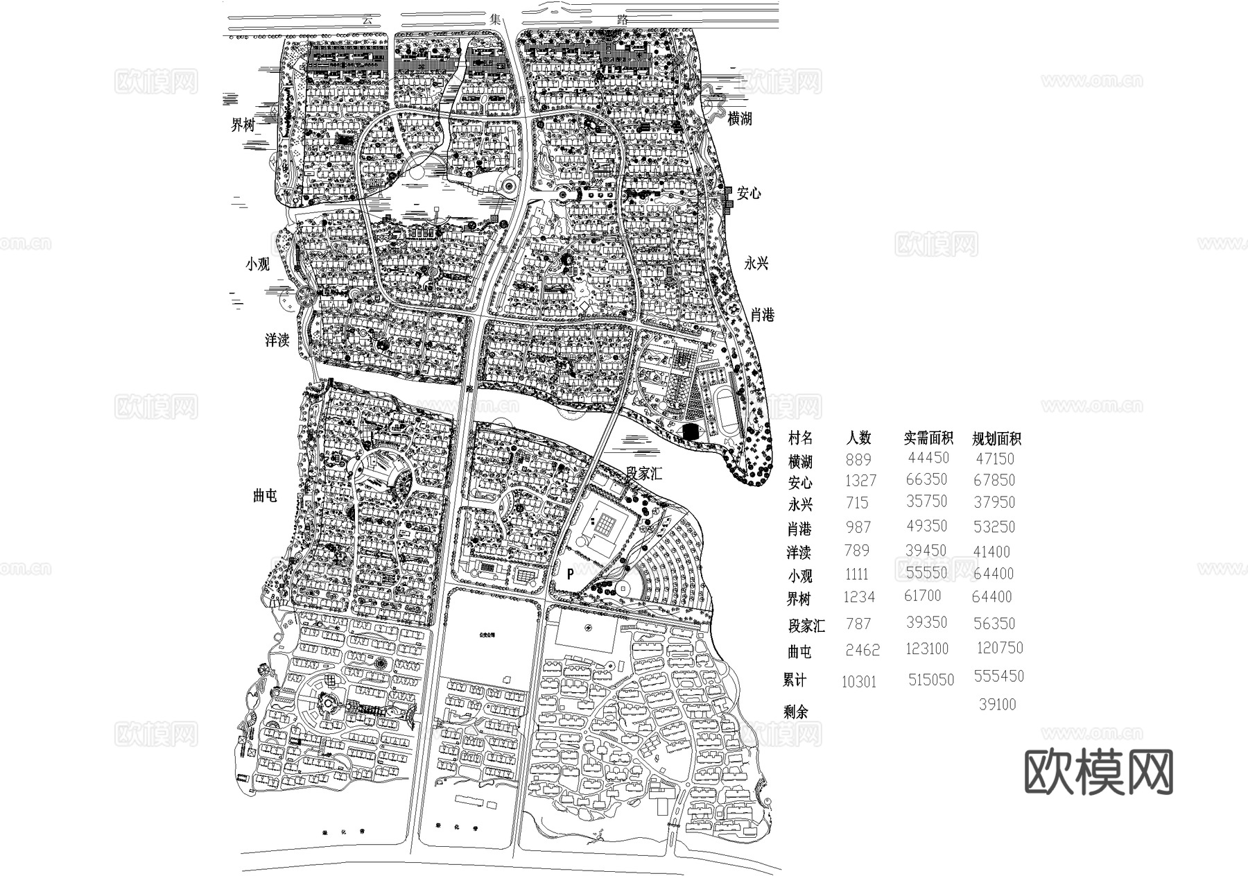 乡村规划总平面图 居住区规划 乡村振兴 乡村改造cad施工图