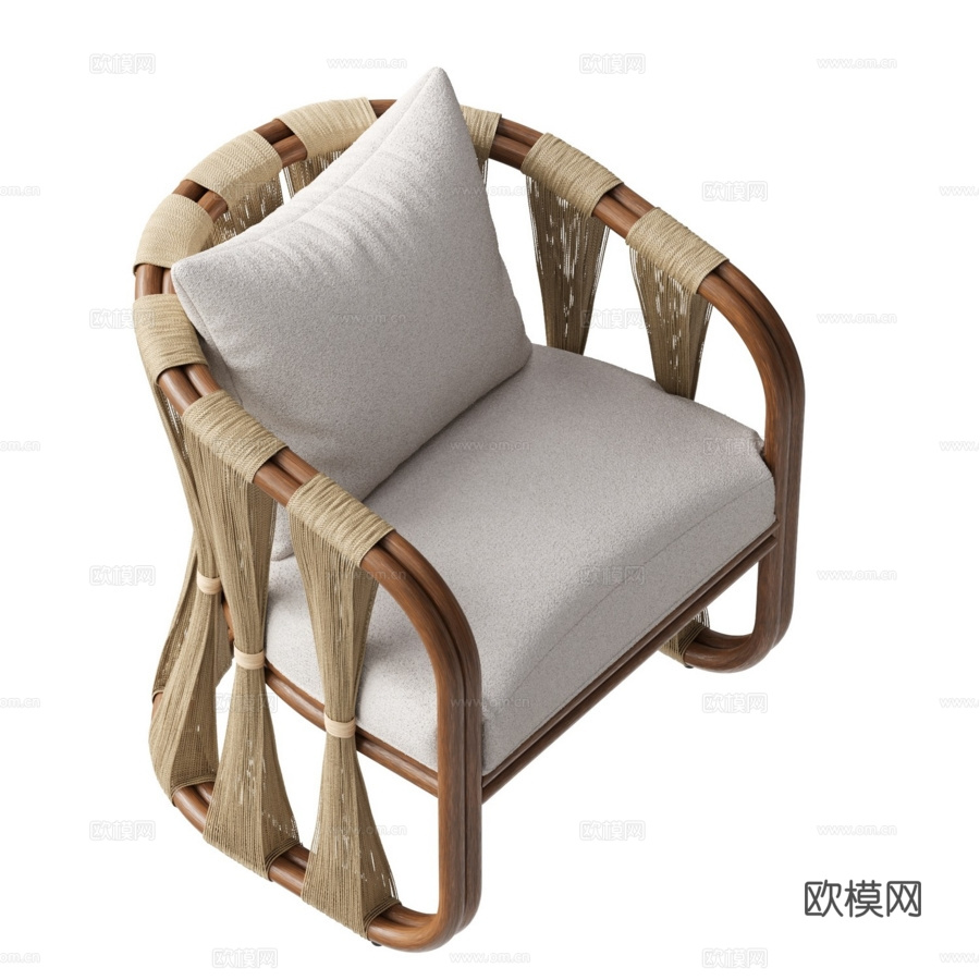 带绳索扶手椅灯 Palecek3d模型下载（渲染图4）