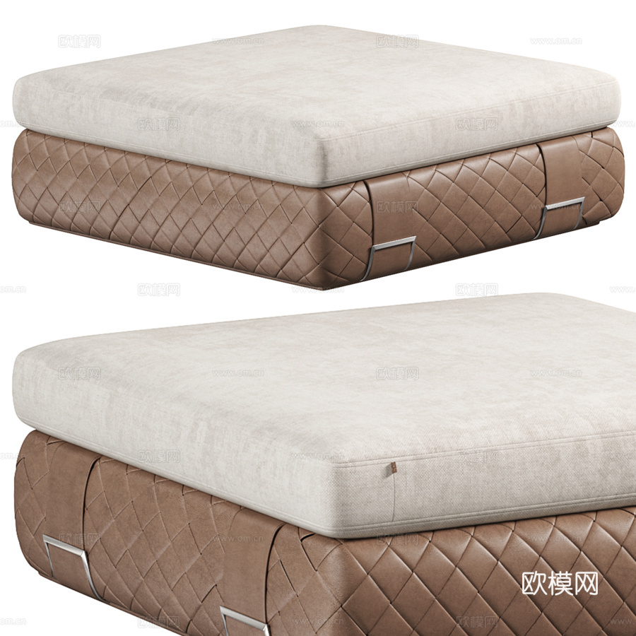 Poltrona Frau GRANT皮革凳3d模型下载（渲染图2）