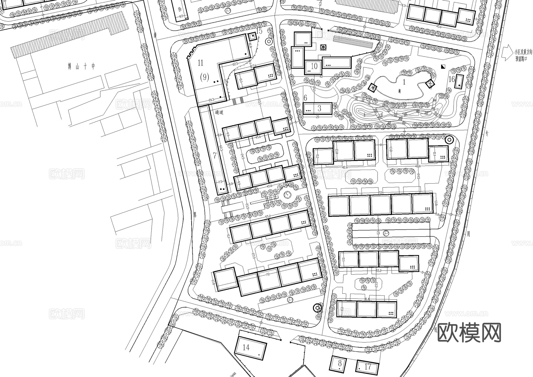 居住区规划住宅小区总平面图 城市规划cad施工图