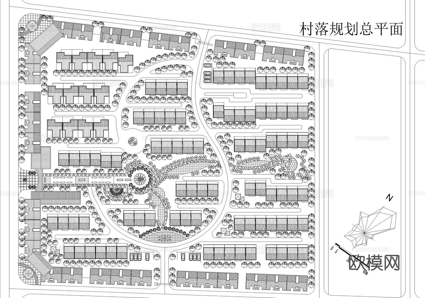 生态村落总平面图 居住区乡村规划 乡村改造cad施工图