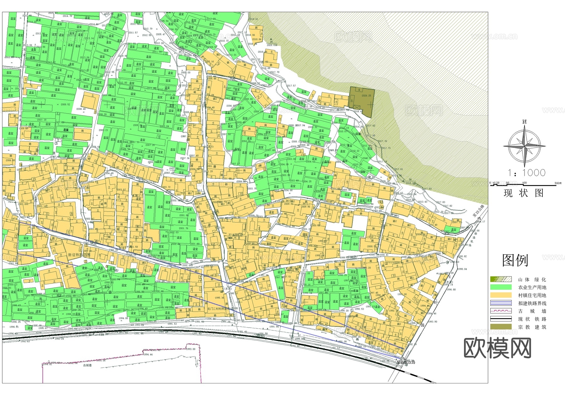 乡村规划平面图 道路交通规划图 现状图 村建设规划cad施工图