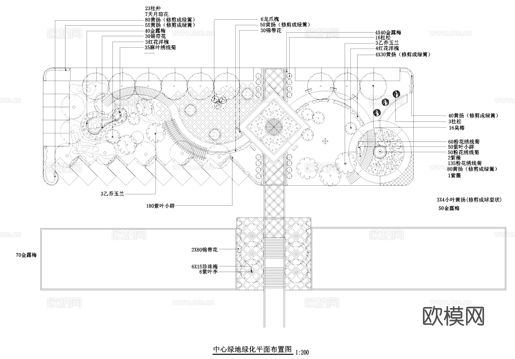 庭院景观及屋顶花园平面CAD施工图集cad施工图