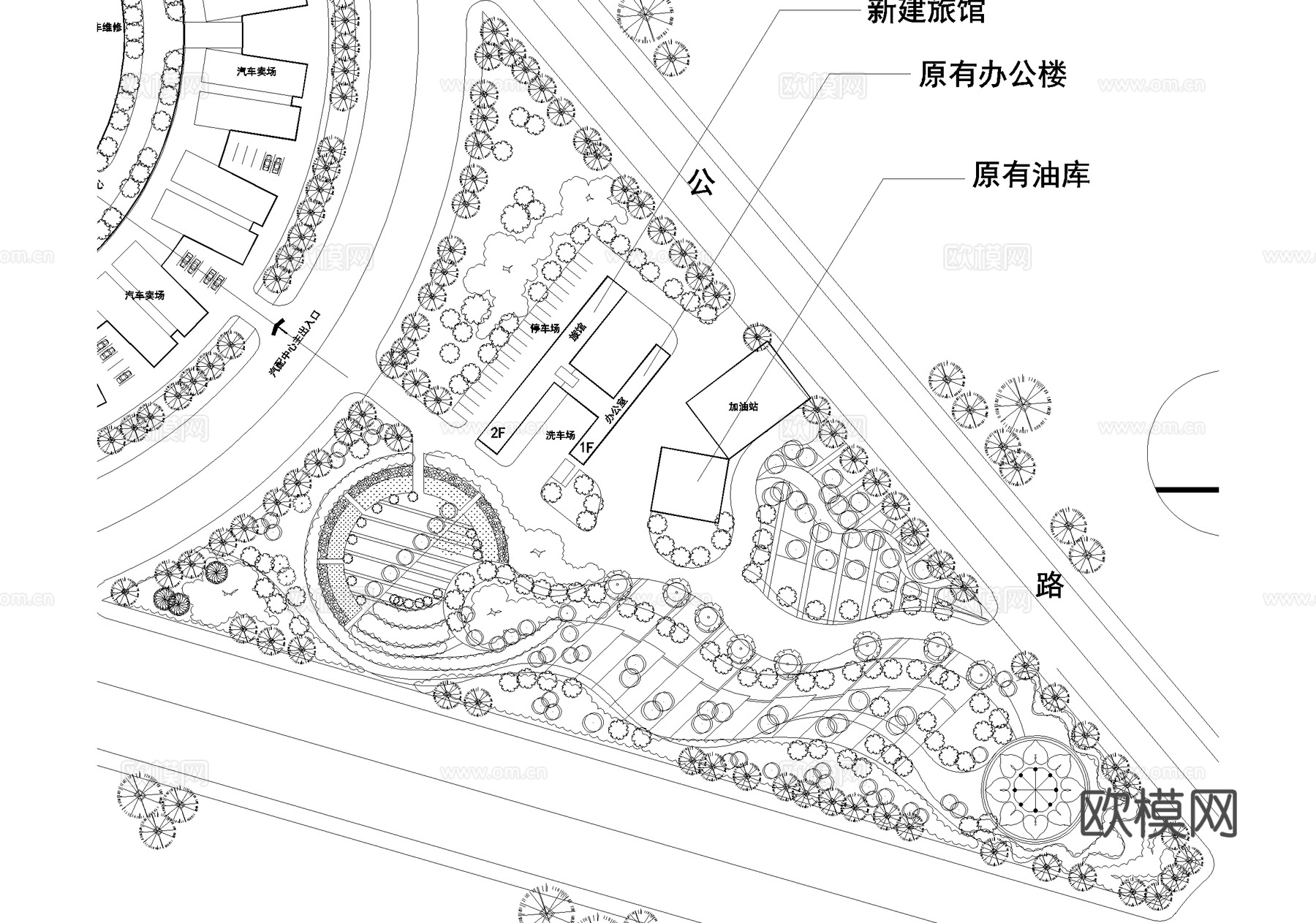 城市规划总平面图 农民安置小区住宅 汽配中心加油站 乡村振兴cad施工图
