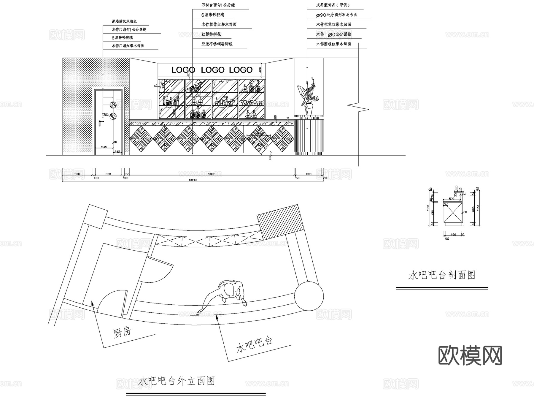 现代保龄球馆室内装饰运动场馆CAD施工图集cad施工图