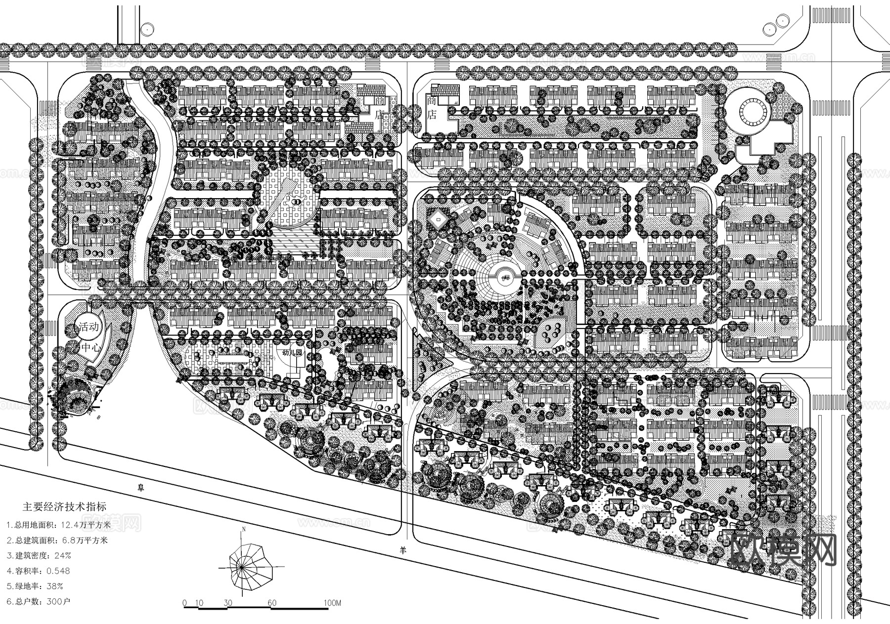 居住区规划总平面图 乡村住宅振兴改造cad施工图