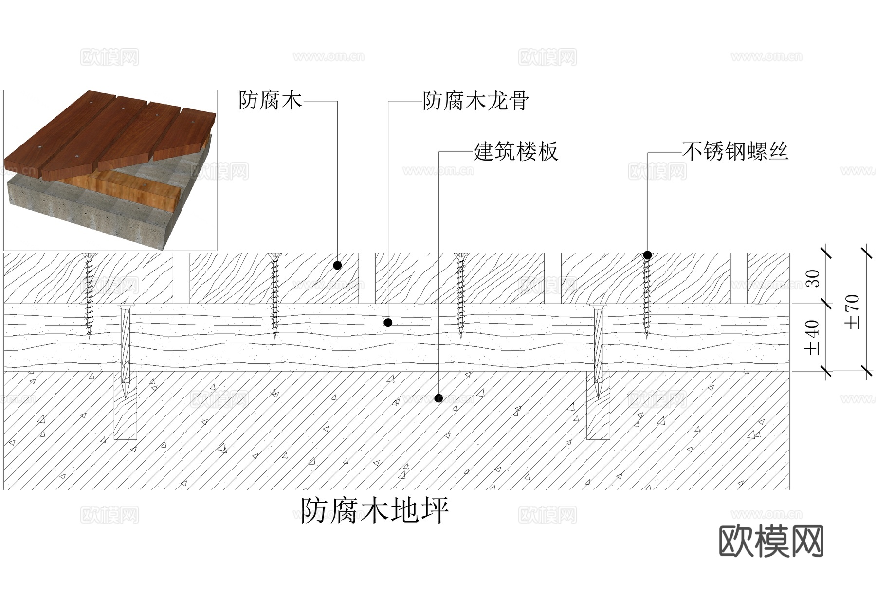 木地板 防腐木地坪cad施工图