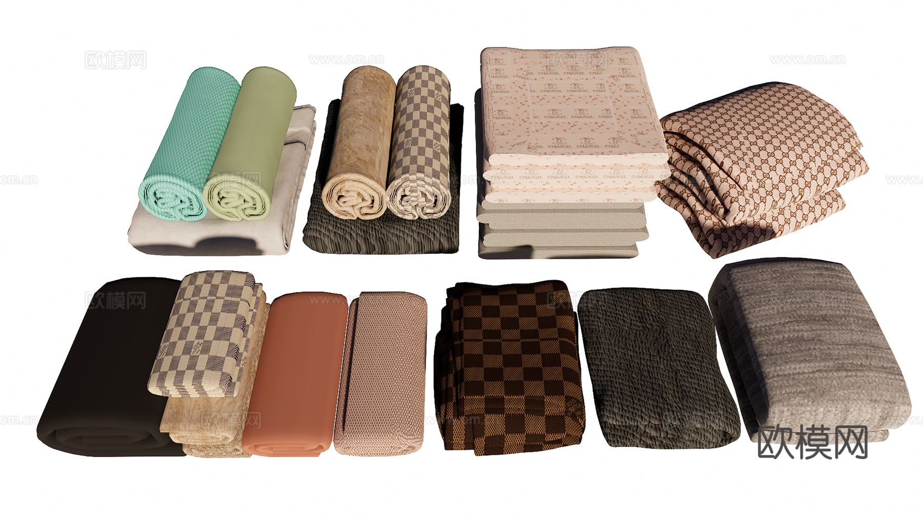 叠放布料毛巾毛毯su模型