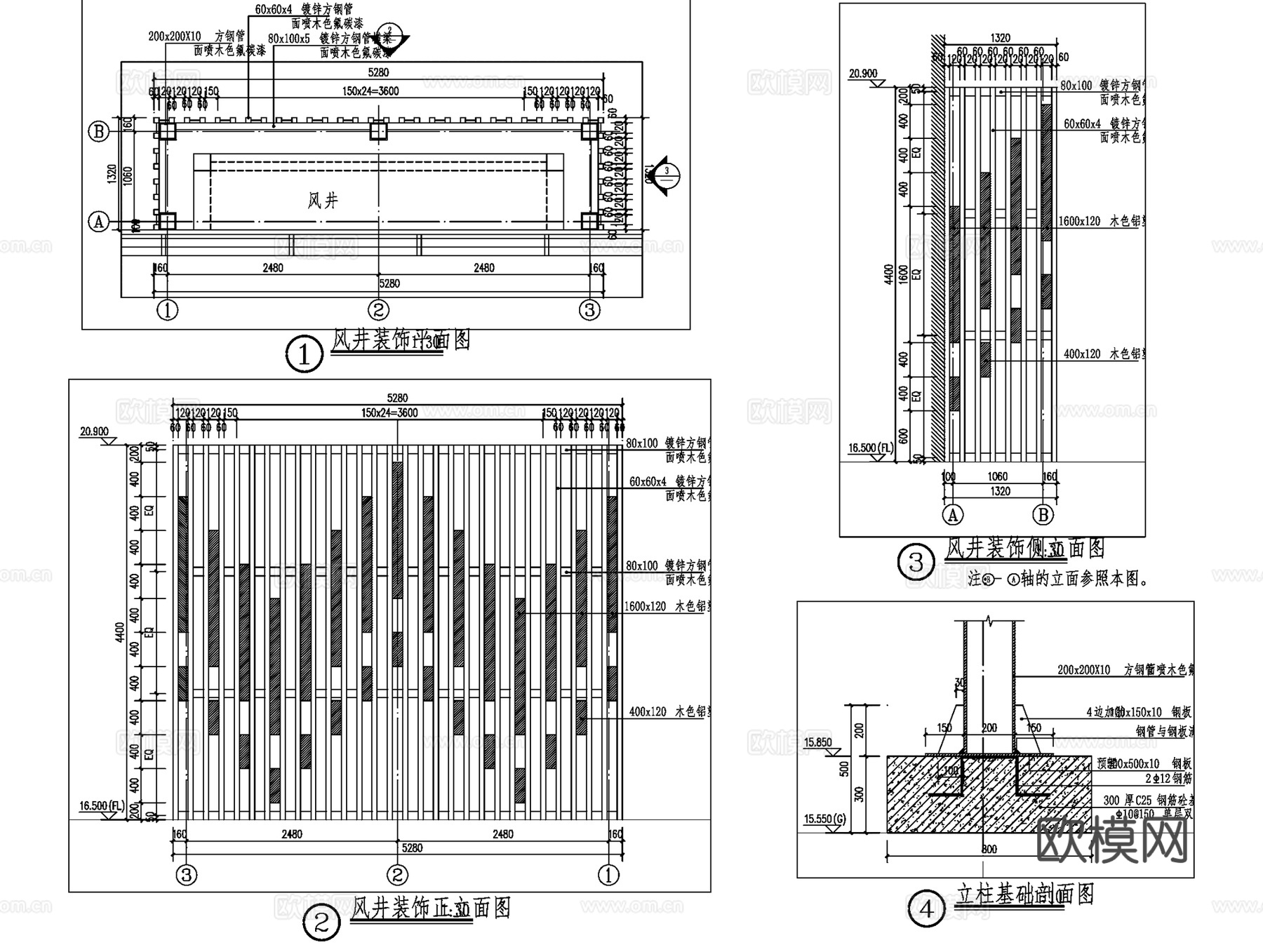 通风井装饰CAD施工图集cad施工图
