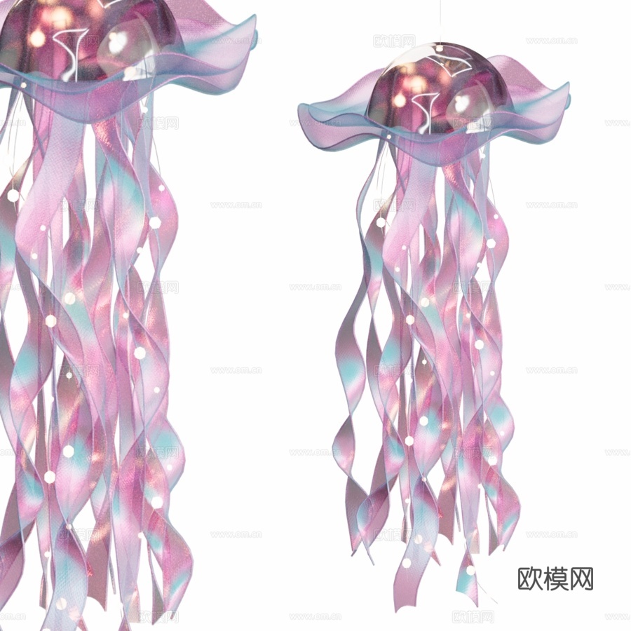 水母造型灯具3d模型下载（渲染图3）
