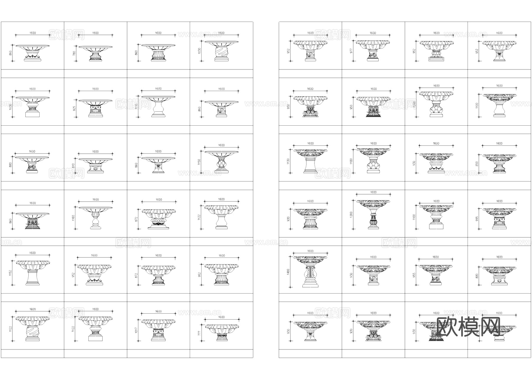 室外花盆花钵景观小品CAD图块图库cad施工图
