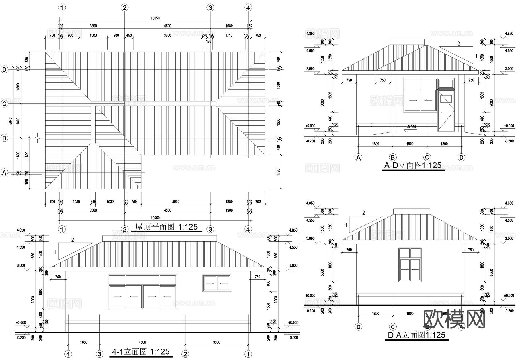 门卫室建筑 入口大门 传达室保安室门房 值班室警卫室岗亭cad施工图