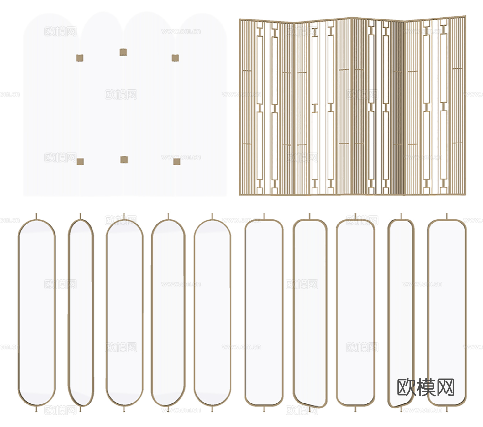 室内放置屏风隔断su模型