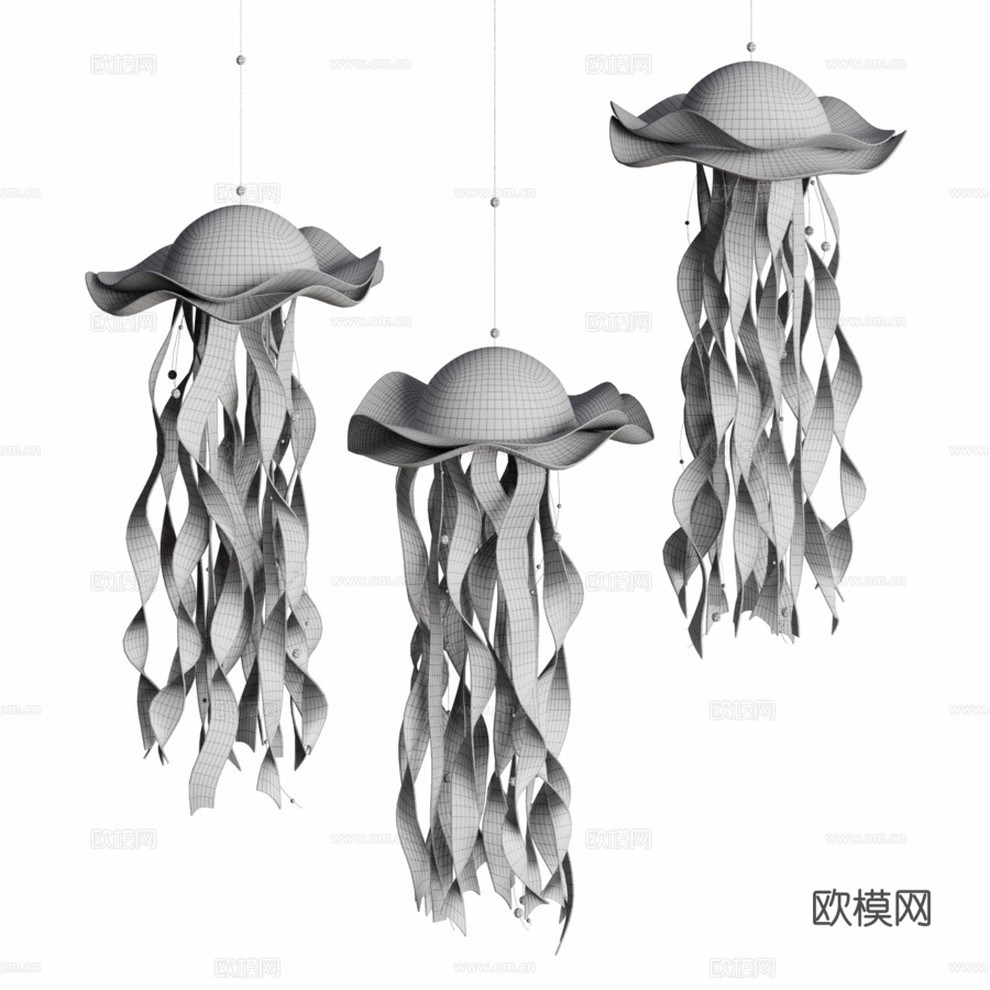 水母造型灯具3d模型下载（渲染图5）