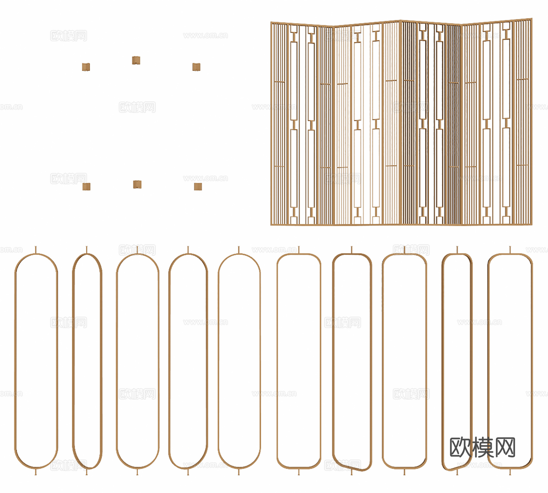 室内放置屏风隔断su模型