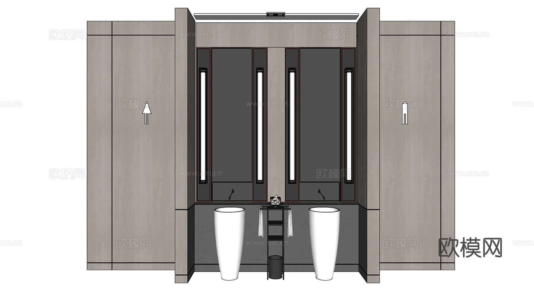 公共卫生间洗手台su模型