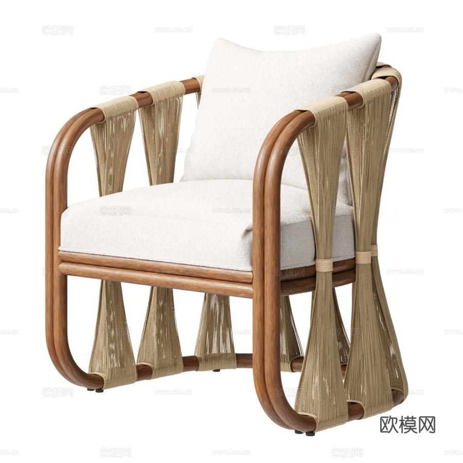 带绳索扶手椅灯 Palecek3d模型下载（渲染图1）