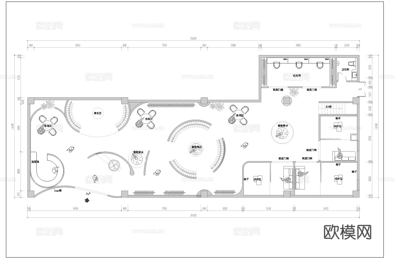 创意婚纱店 最新平面施工图设计cad施工图