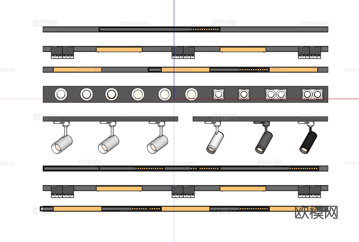 现代筒灯射灯合集su模型