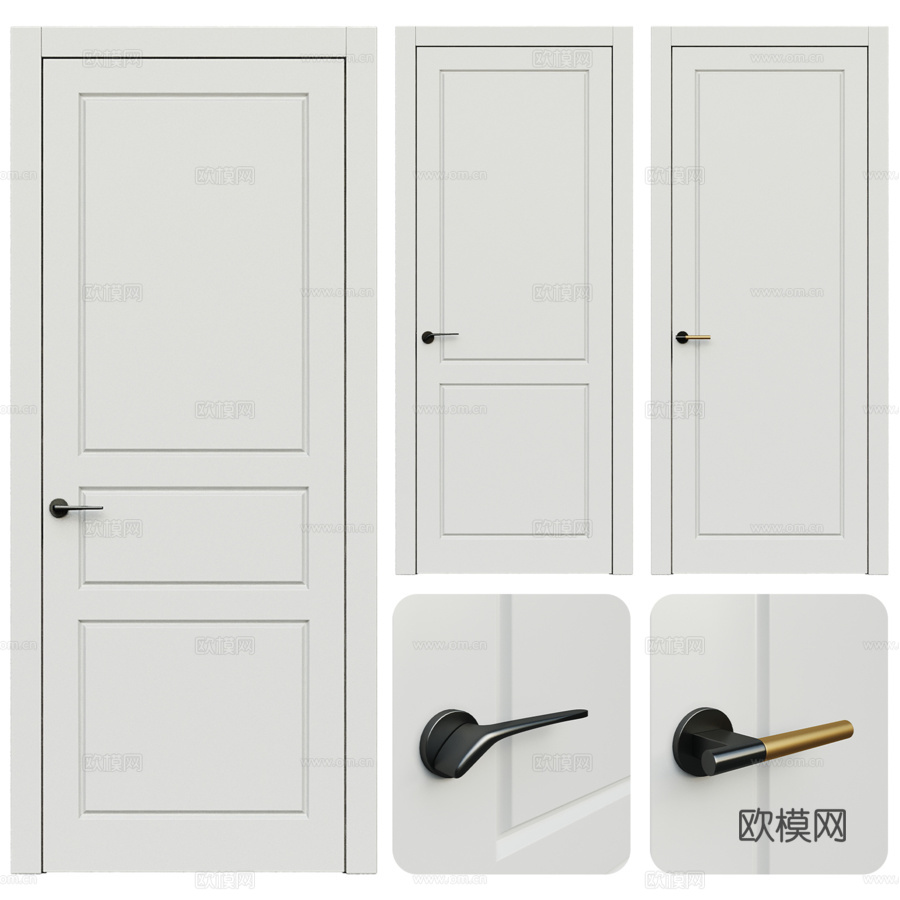 经典门 - 内门060 - 新古典门3d模型下载（渲染图1）