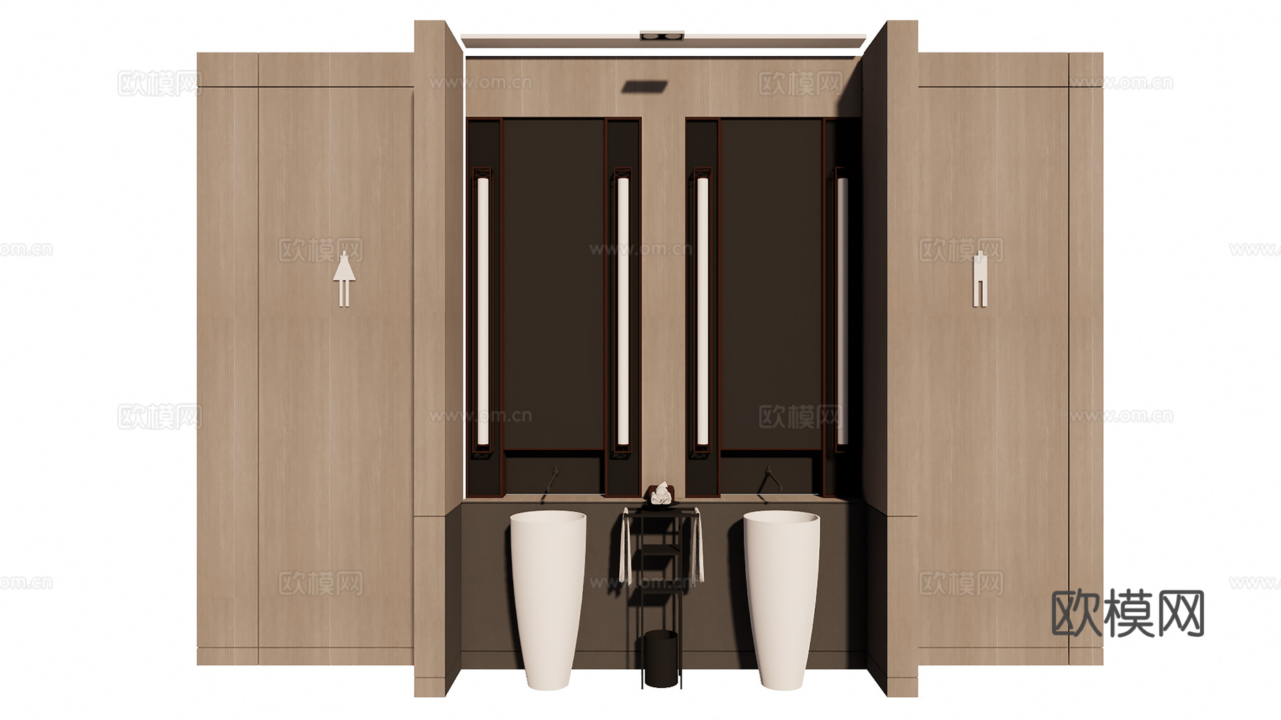 公共卫生间洗手台su模型