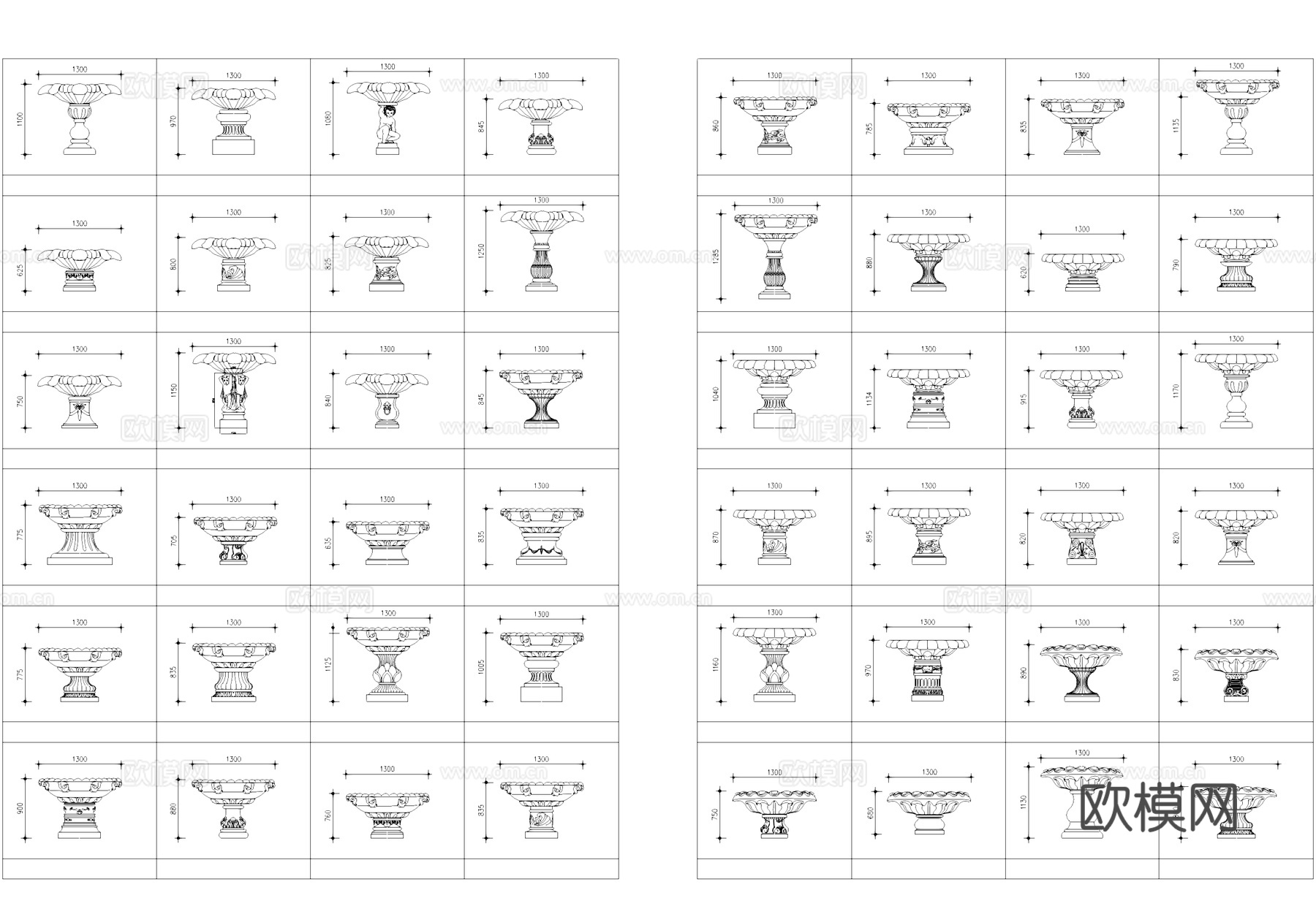 室外花盆花钵景观小品CAD图块图库cad施工图