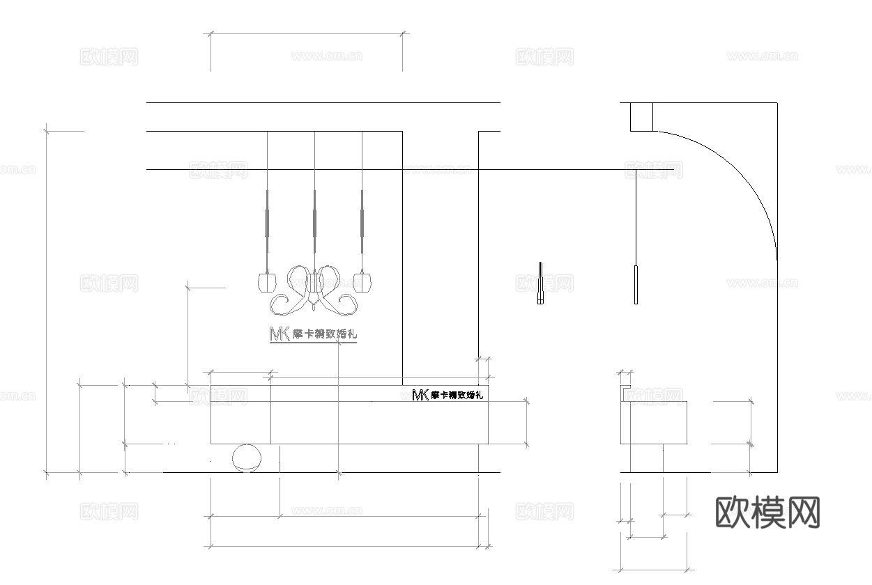 创意婚纱店 最新全套施工图设计cad施工图