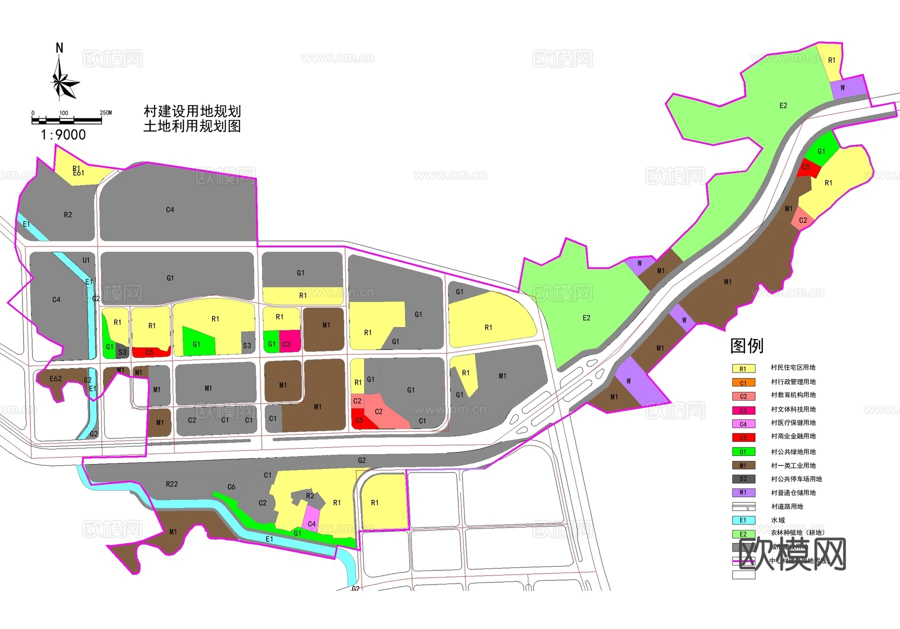 乡村规划平面图 土地利用规划图 现状图 村建设用地规划cad施工图