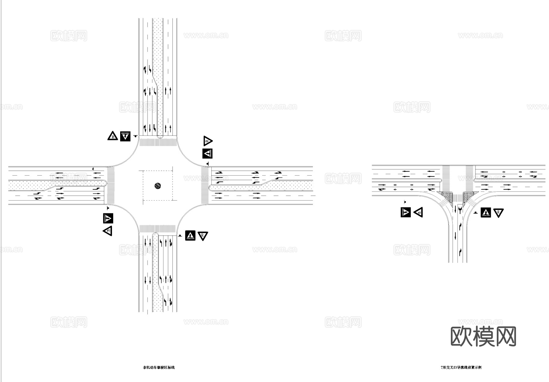 停车场图例及道路路口标志CAD图库cad施工图
