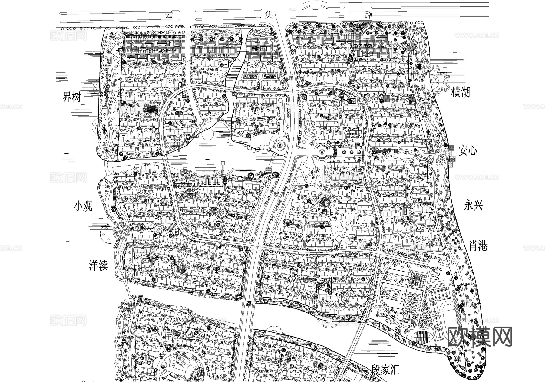 乡村规划总平面图 居住区规划 乡村振兴 乡村改造cad施工图
