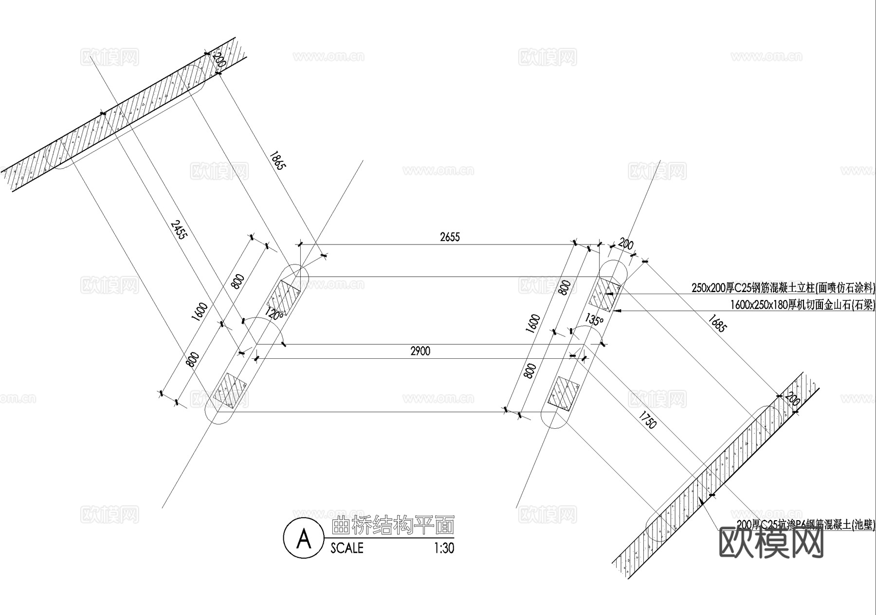 景观桥 曲桥 石桥 平桥cad施工图