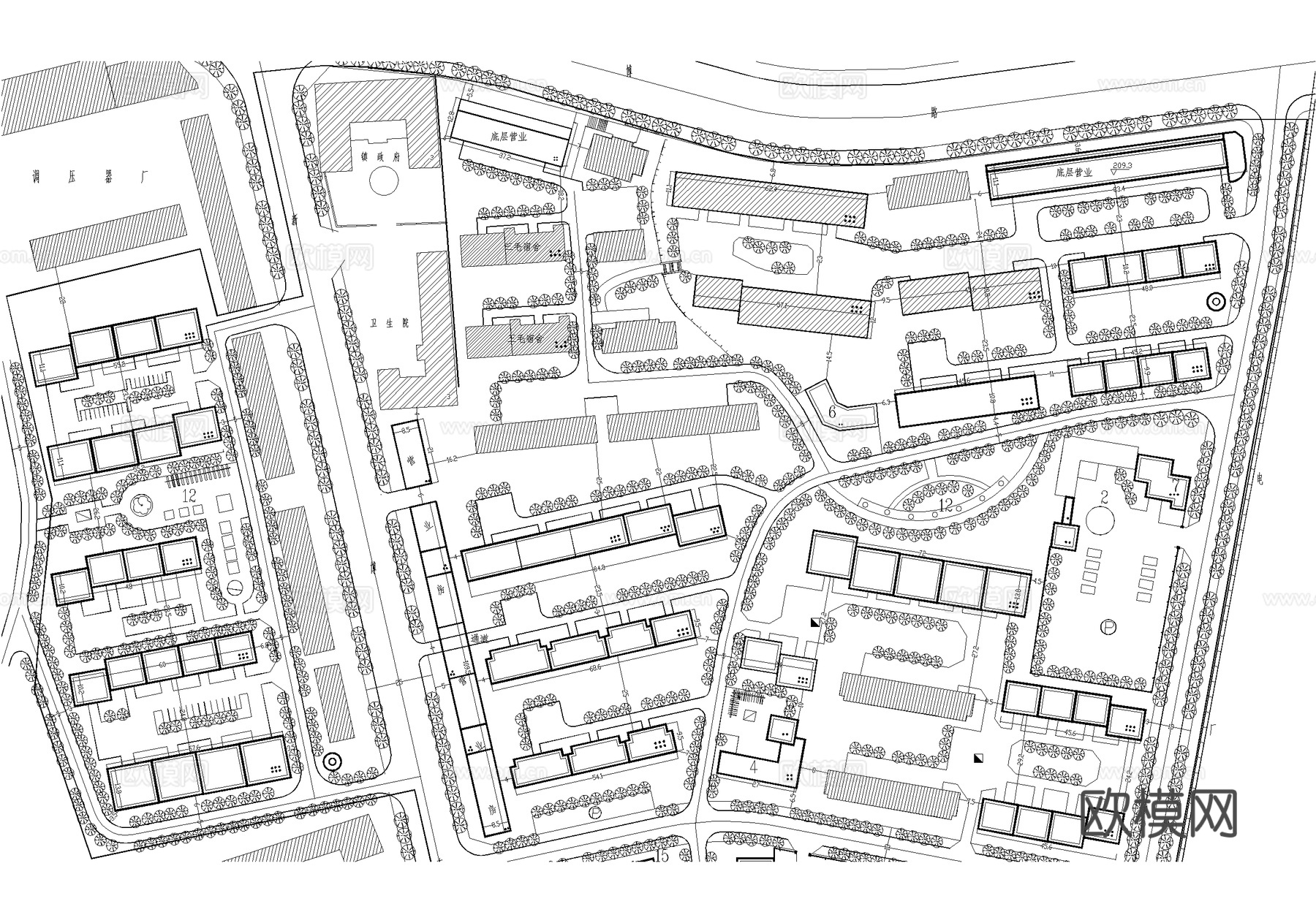 居住区规划住宅小区总平面图 城市规划cad施工图