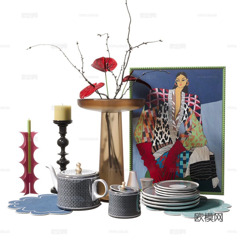 装饰桌组3d模型