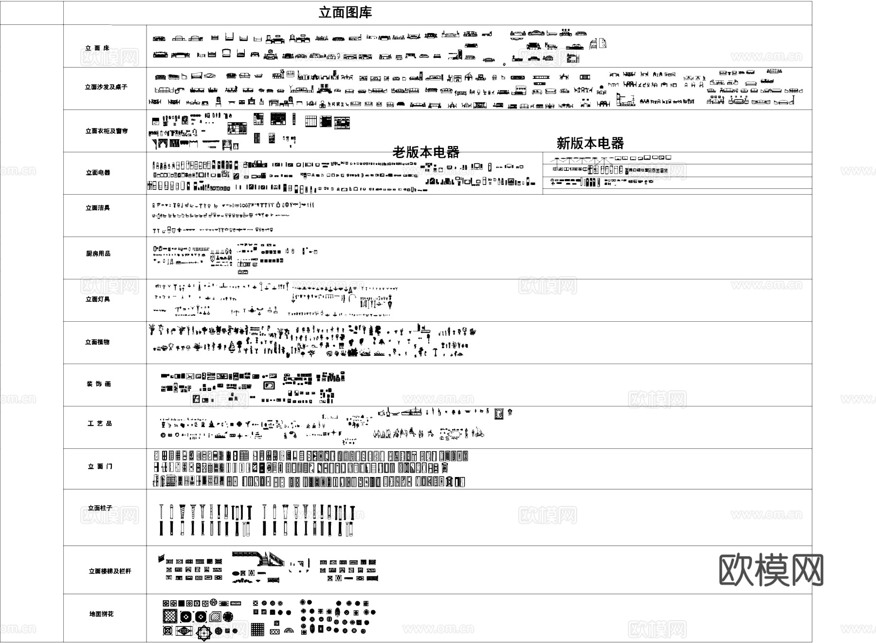室内家具平立面工装图块图库CAD施工图cad施工图