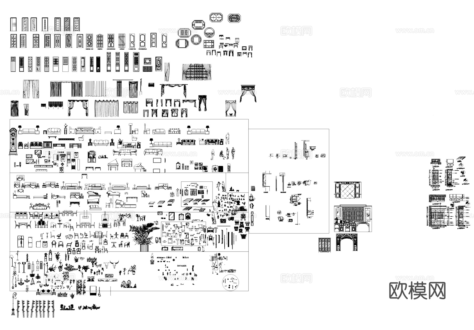 室内工装立面综合图库cad施工图
