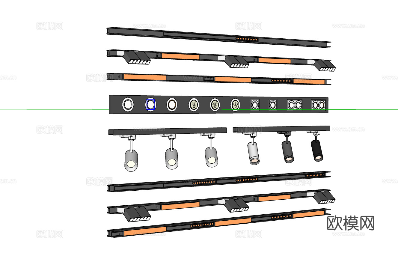 现代筒灯射灯合集su模型