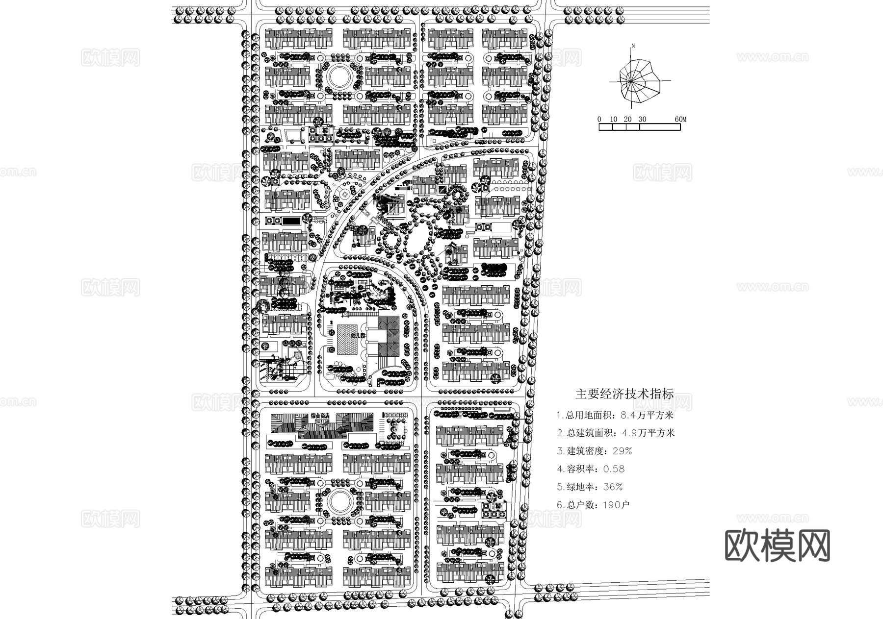 居住区规划住宅总平面图 乡村振兴改造cad施工图