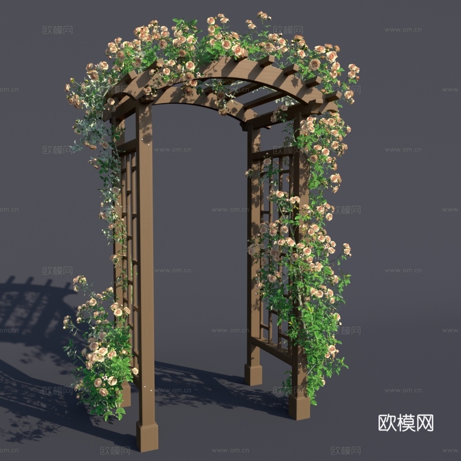 花园拱门 №3. 攀缘玫瑰3d模型下载（渲染图4）