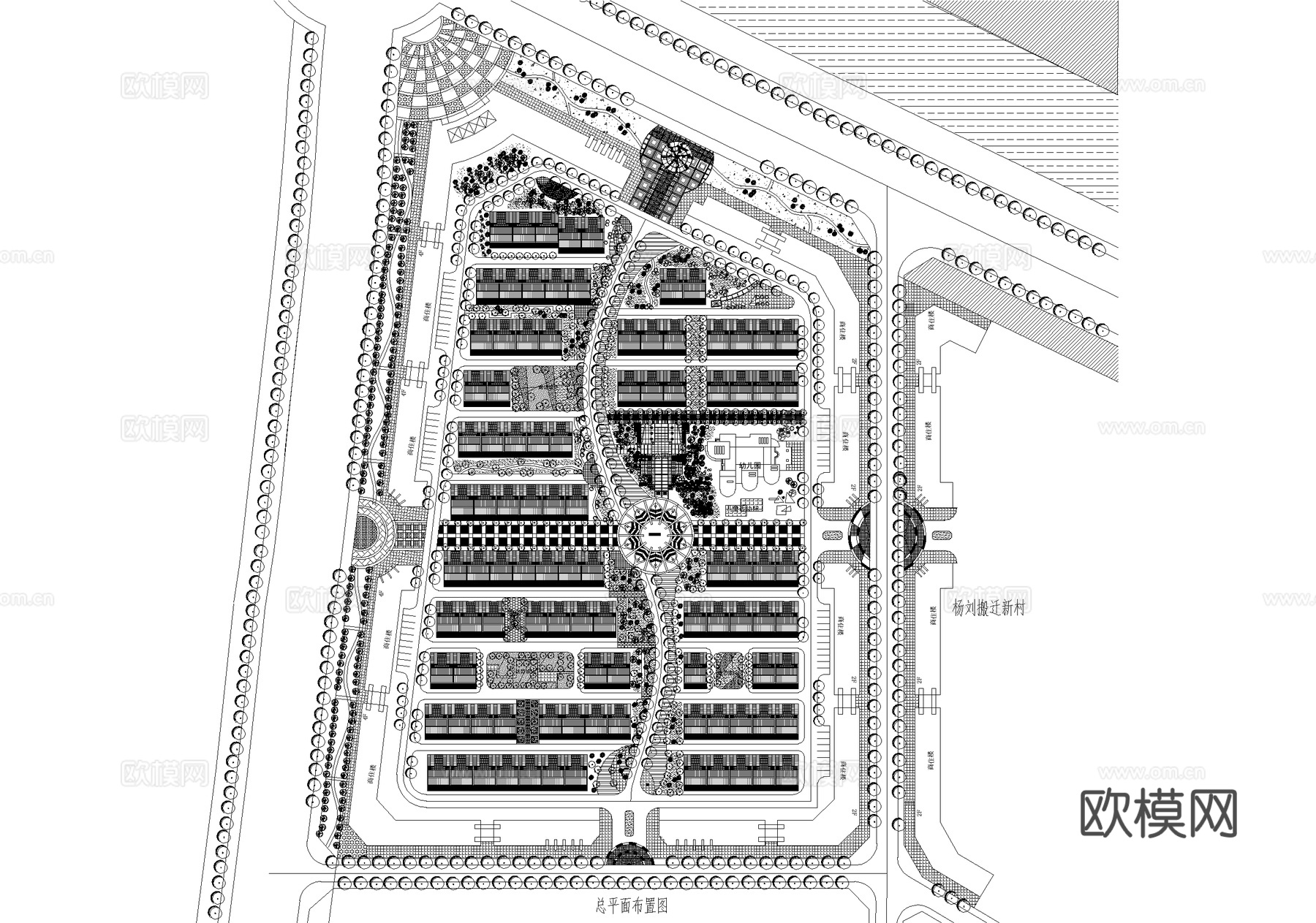 乡村居住区规划总平面图 乡村改造 乡村振兴cad施工图